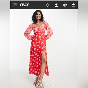 ASOS red and pink maxi dress size 4